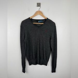 Polo Ralph Lauren Men V Neck Custom Fit Merino Wool Sweater Size Small